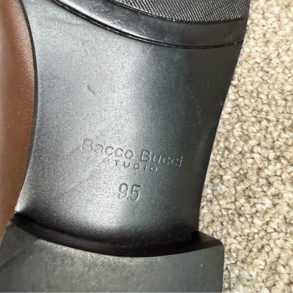 Bacco Bucci Men's Oxford Dress Shoes Brown Leather Square Toe Made In Italy 9.5‎